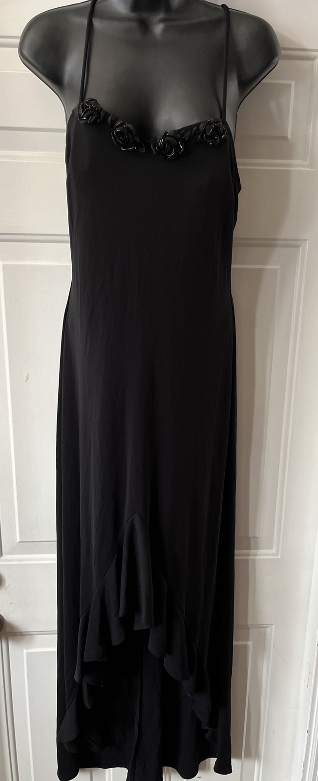 Vintage Joseph Ribkoff Black Spaghetti Strap Stretchy Dress Size 12