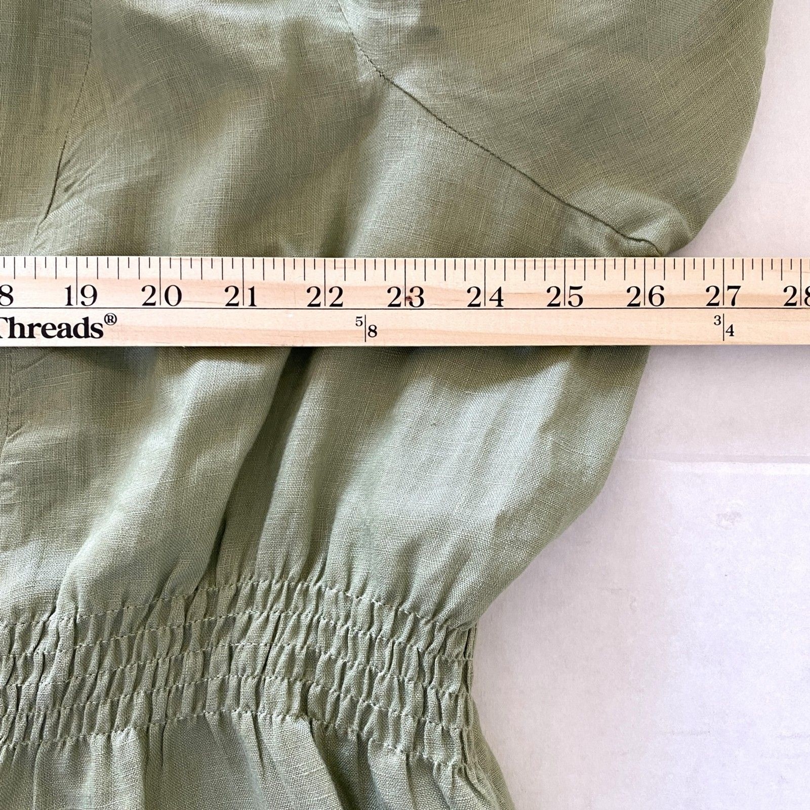 Dressbarn Linen Safari Jacket Green 3/4 Sleeve Button Lightweight Sz 22/24