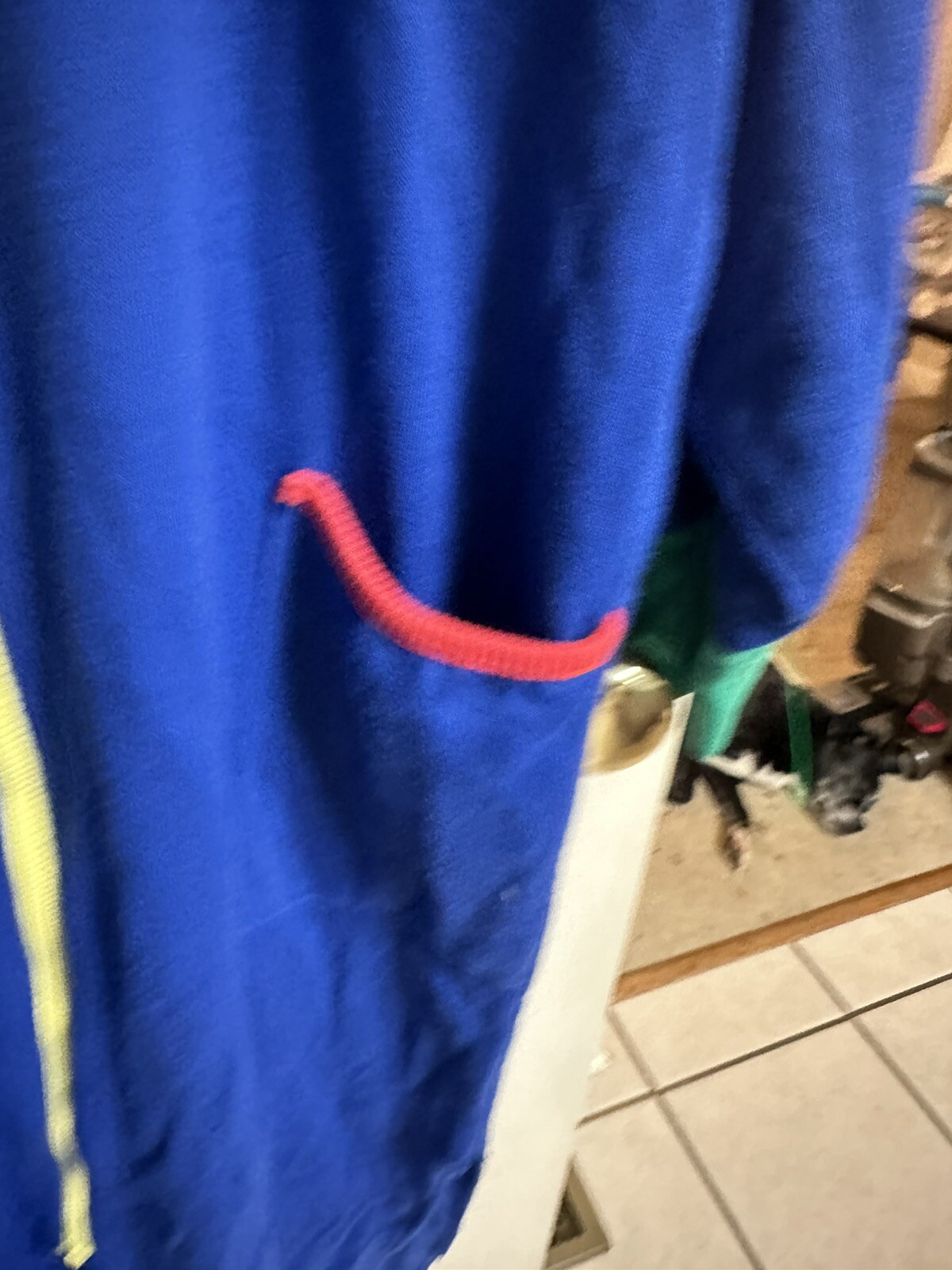 Ariel Peter Keyloun Colorblock Blue Full Zip Up Muumuu Robe House Coat 90s Neon