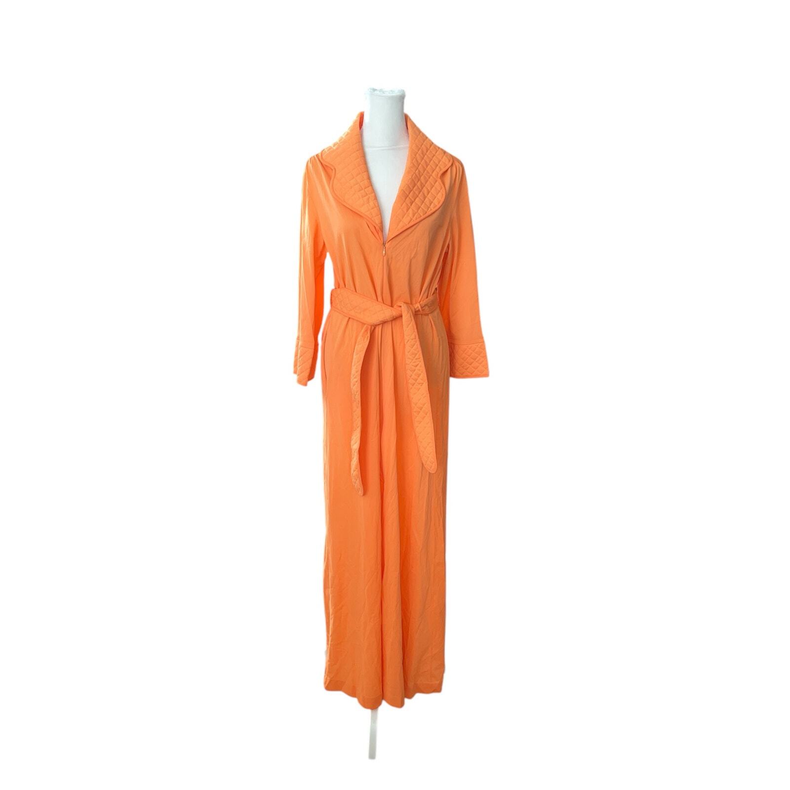 Vintage Loungewear by Gossard Orange Quilted Zip Front Robe Housecoat Medium