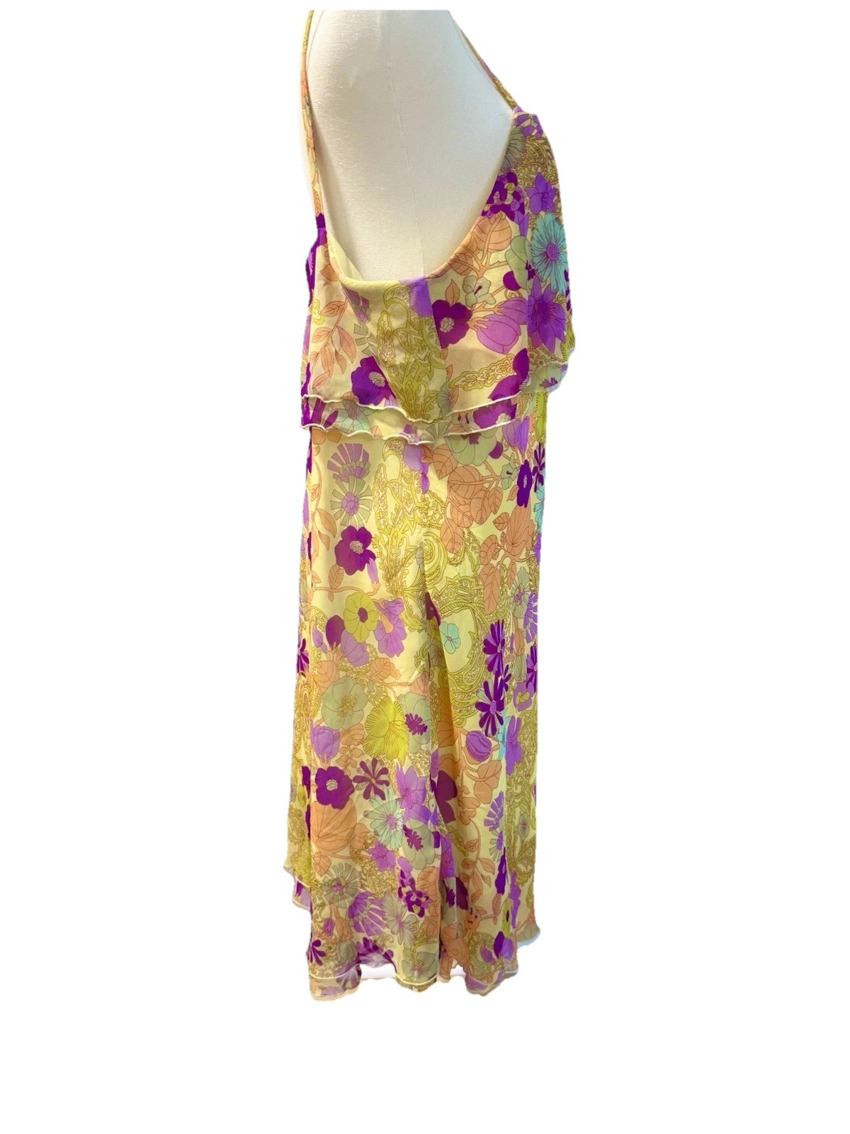 Women’s Vintage 90s Mlle Gabrielle Yellow dress Volupt Psychedelic Floral 16w