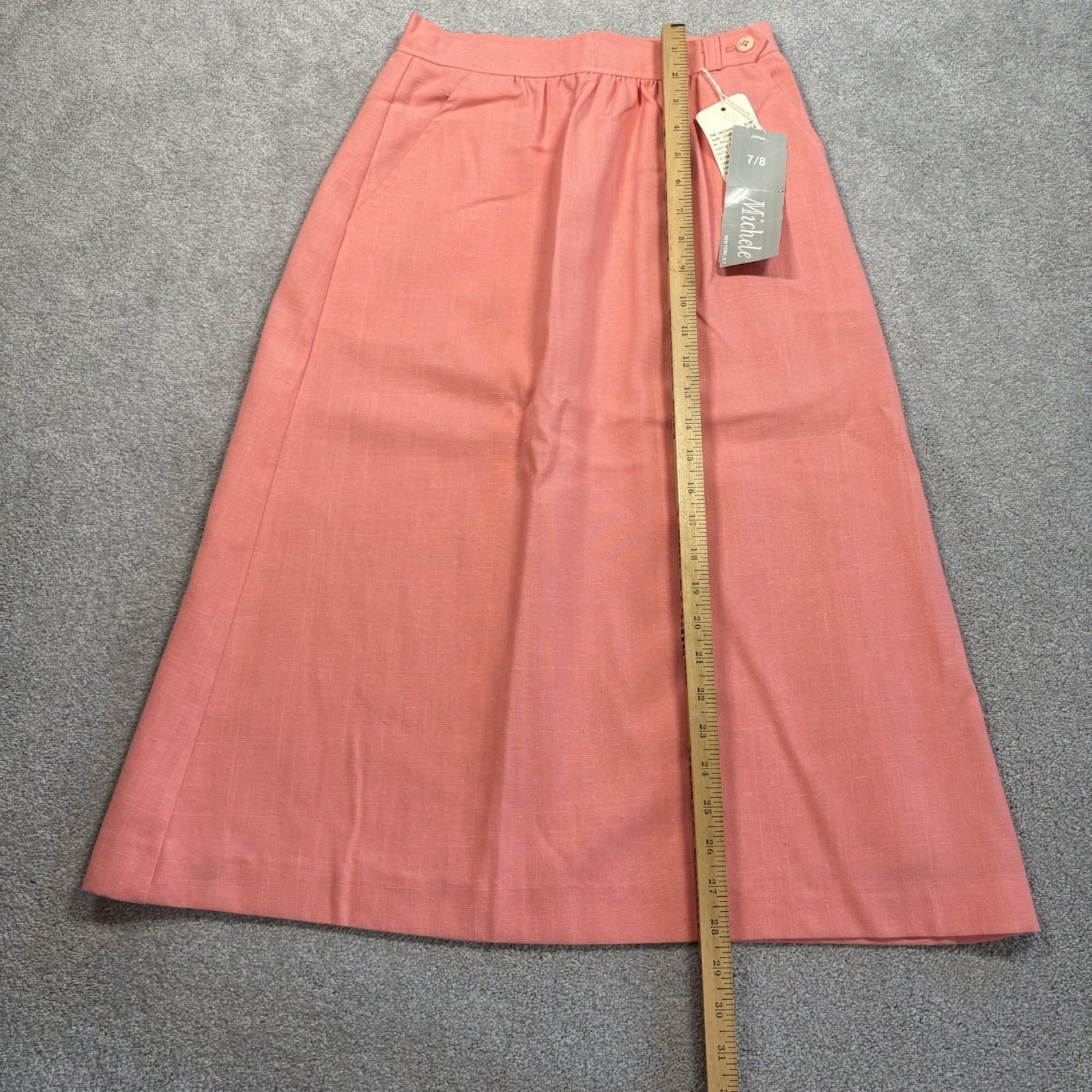 70s Michele NY Coral Pink Skirt Size 7/8 Union Made NOS Deadstock USA Vintage