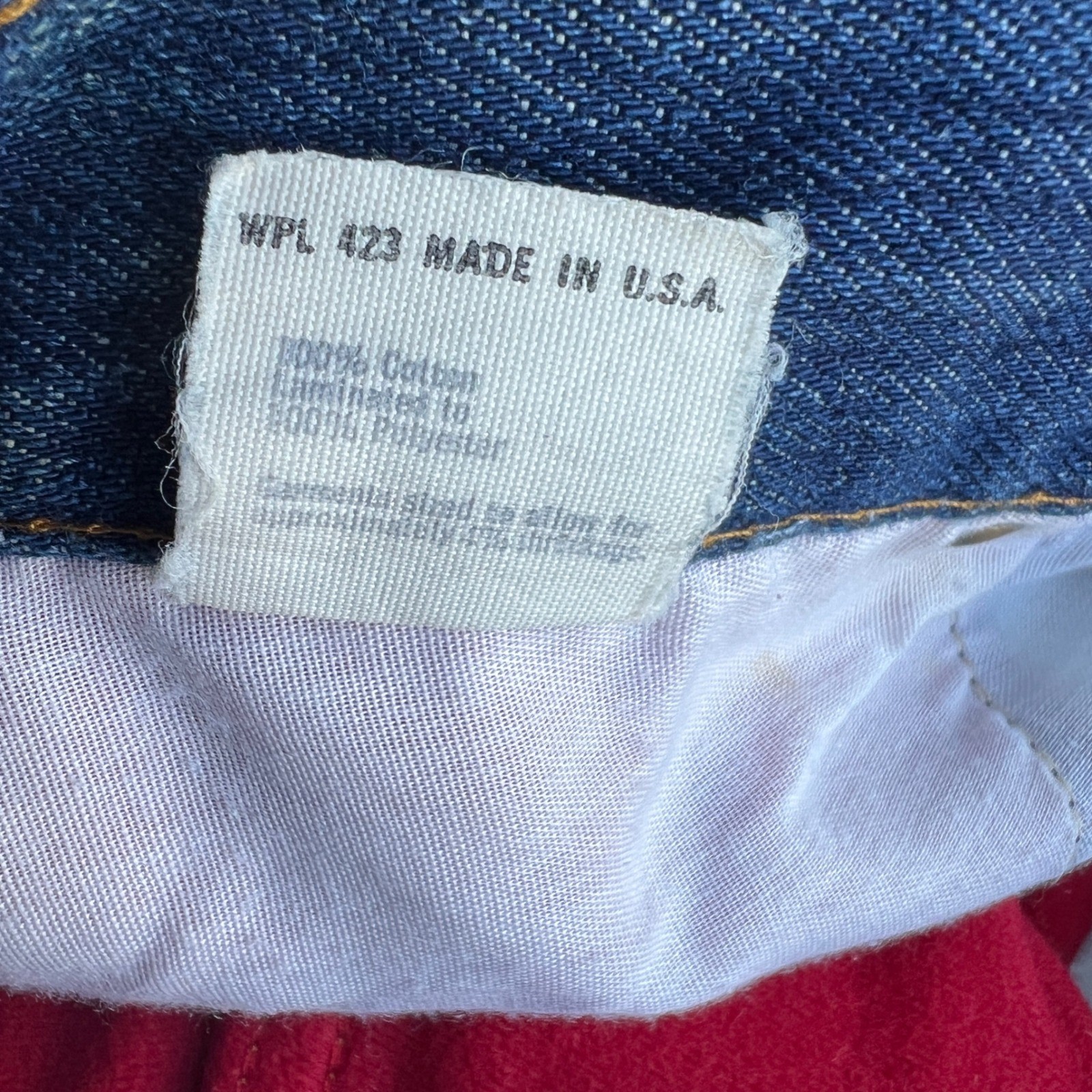 Vintage Levis Jeans Size 28 Red Fleece Lined High Rise Straight Leg Dark Wash