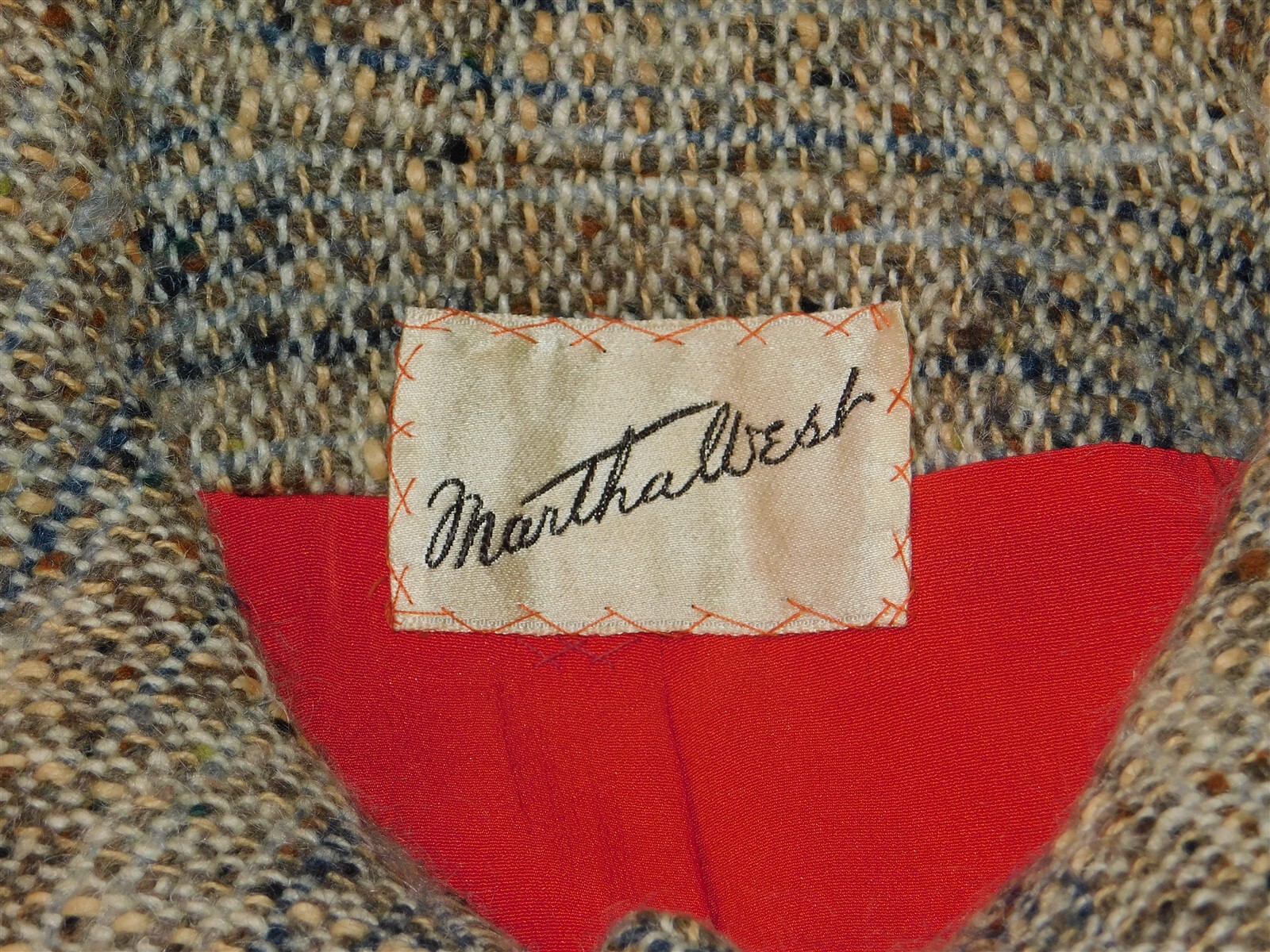 Vtg Martha West DAVIDOW Women’s Beige Brown Wool Plaid Tweed Suit Jacket