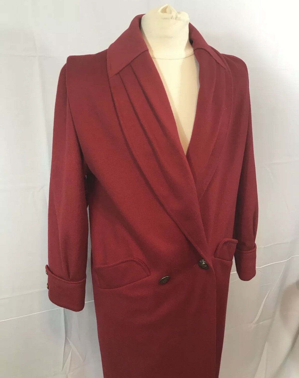 Classic Vintage Ladies Red FORSTMANN BRAETAN Full Length Wool Coat Size: Small