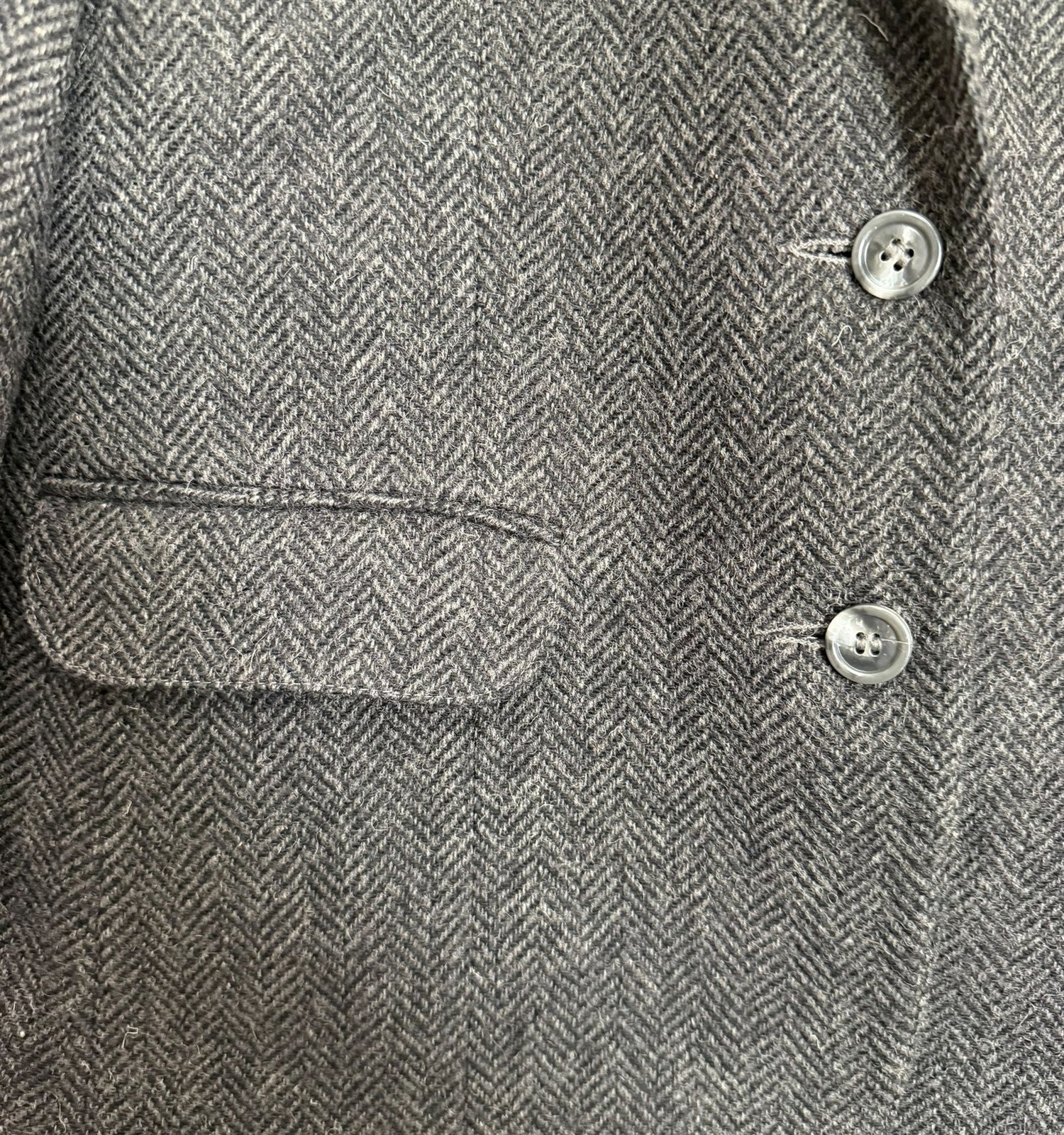 Vintage Barclay Square Gray Herringbone Wool Blend Skirt Suit Set 12 Academia