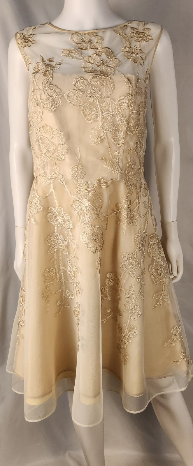 VTG Tahari Champaign Gold Lace Classic/Old-Money/Party Dress 16