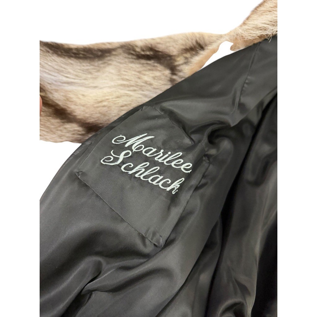 „Dittrich Furs” Real Fur Coat Cropped Batwing Zip Up Brown Grey Silver Fox NO SZ