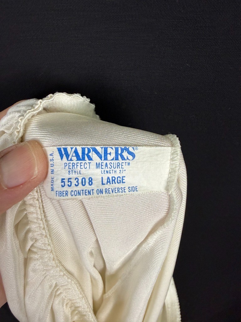 Vintage Warners Perfect Measure White Nylon Half Slip L Lace Hem Underskirt 26″