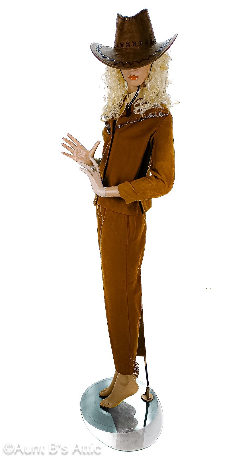 Western Cowgirl Outfit 3Pc Vtg 60’s-70’s Br/Tan Fringed Pant Shirt & Jacket SM