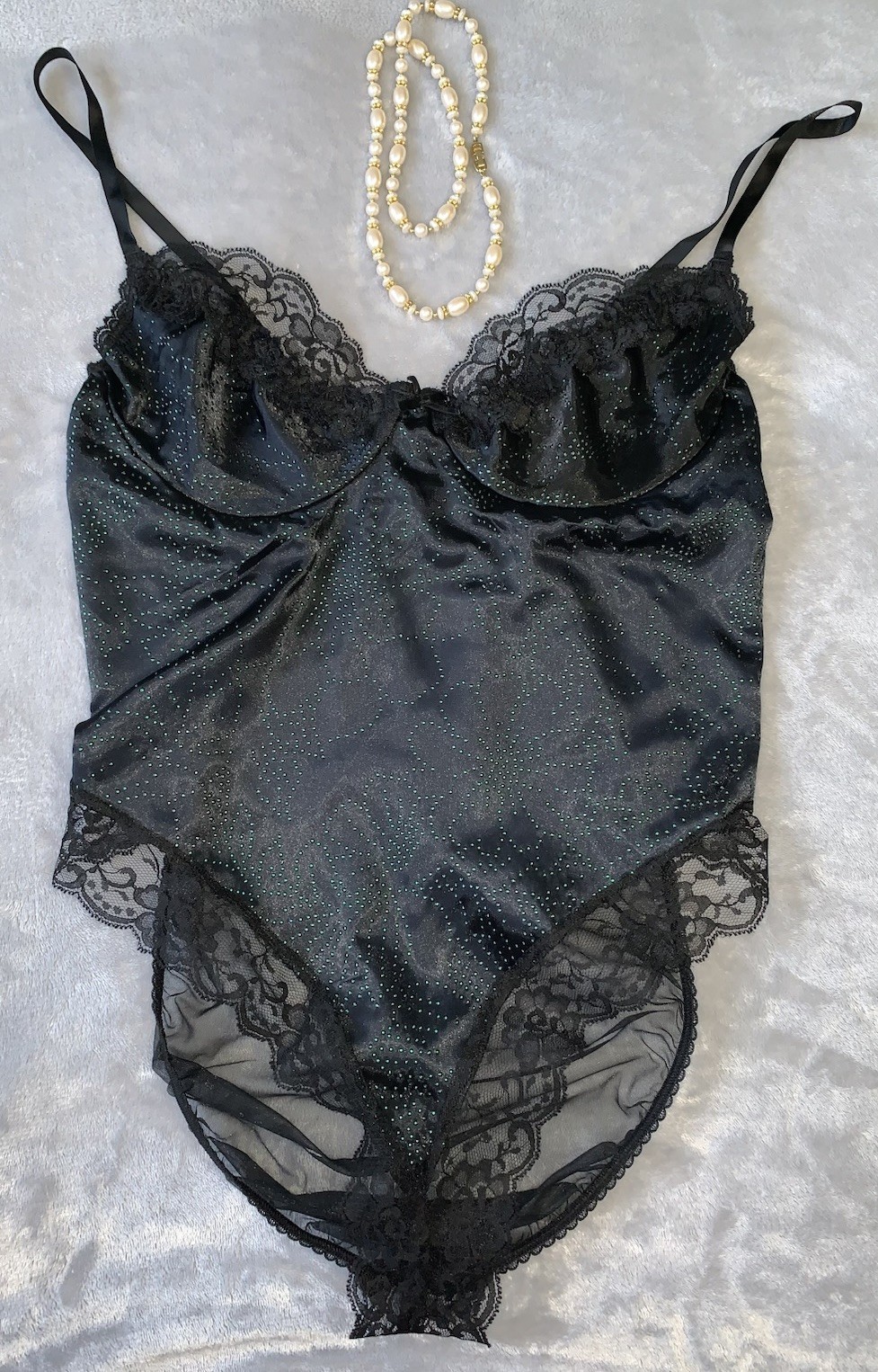 Vtg Satin & Chiffon Teddy Faris Style Nylon Lingerie 1X Plus sz Underwire