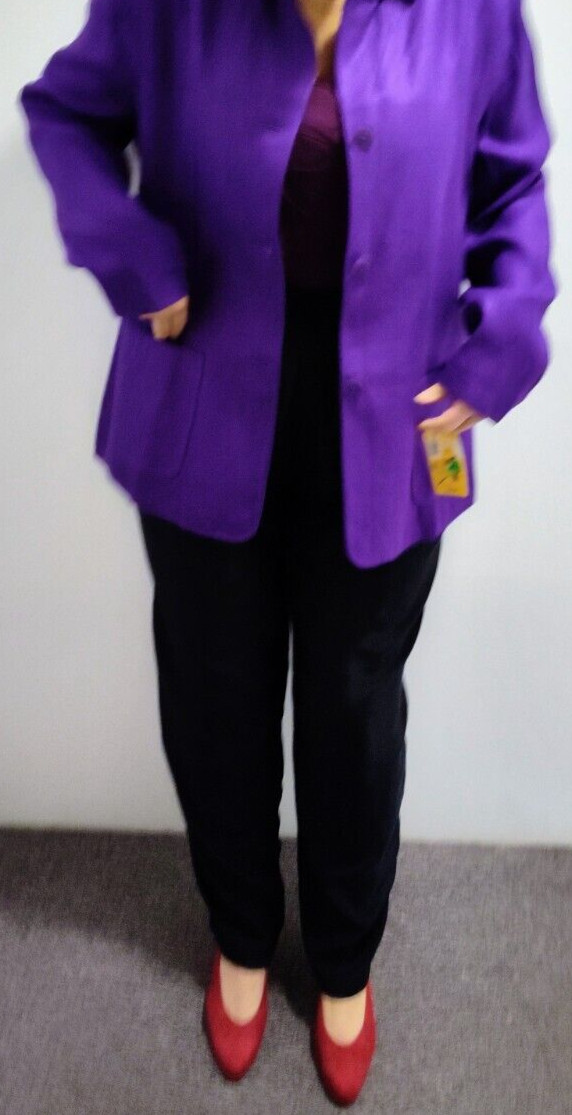 VTG 90’s Nordstrom Essential Elements Women Purple Rayon 3 Button Blazer : XL