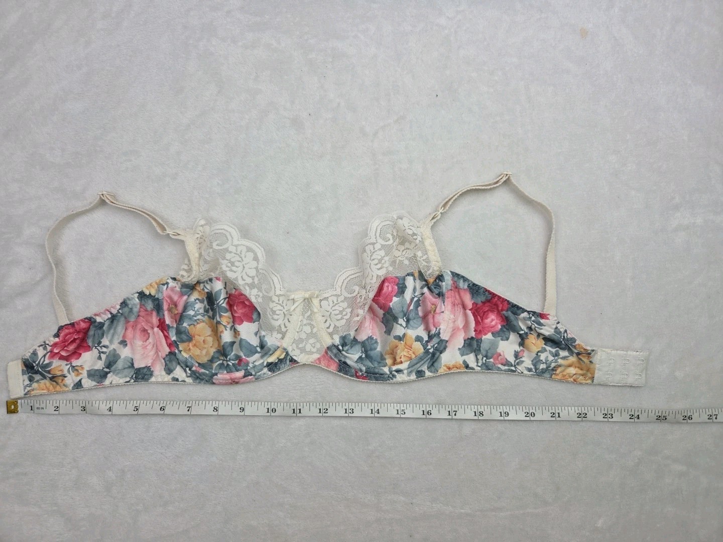 Vtg 1980s 90s Romantic Maidenform Chantilly Rose Floral Bow 7329 SIZE 34D