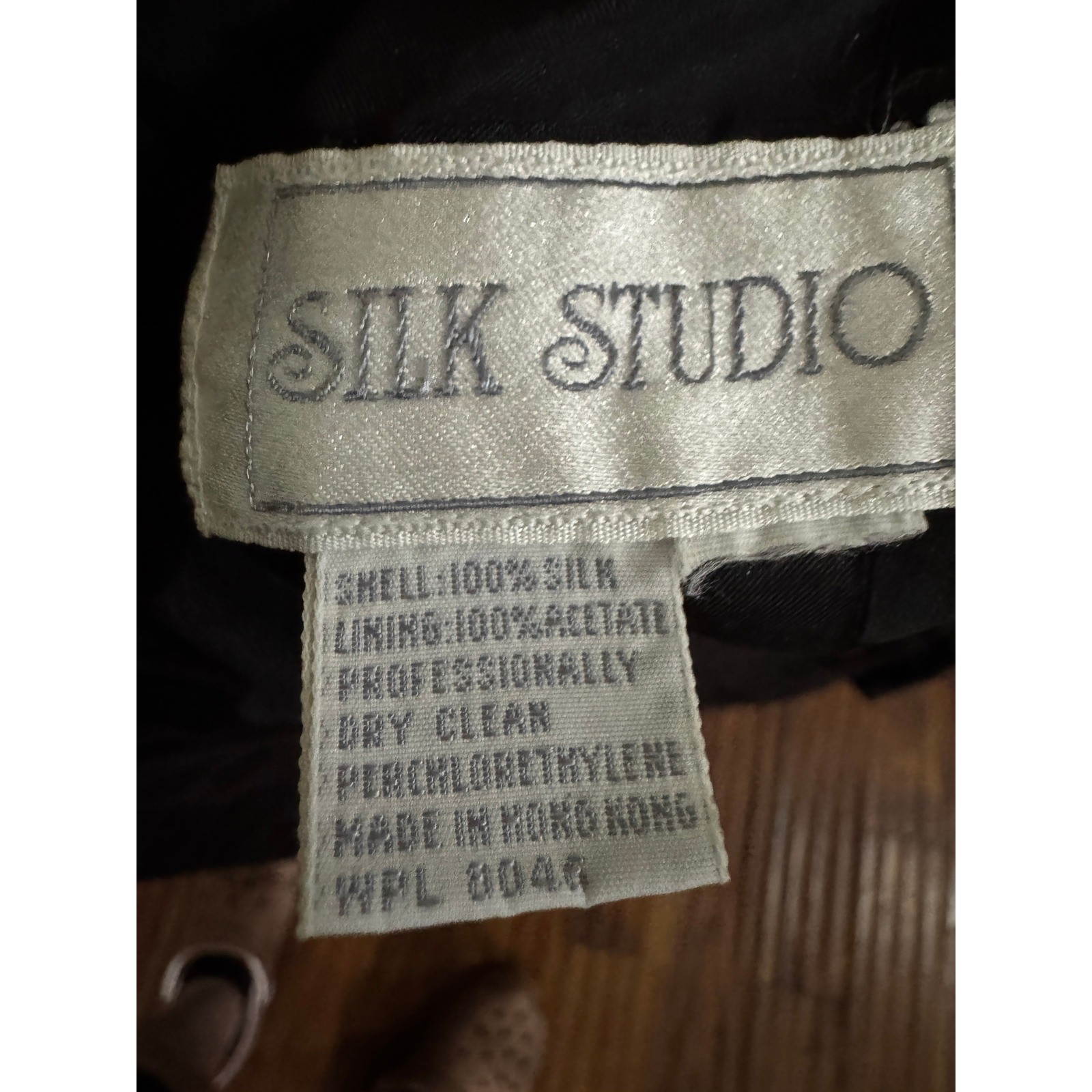 Silk Studio Vintage Black Silk Jacquard Floral Drop Waist Bow Cocktail Dress