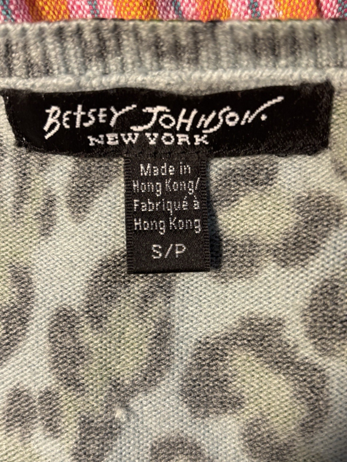 Vintage Betsy Johnson Leopard Print Cardigan Y2K Rhinestone Buttons Green S
