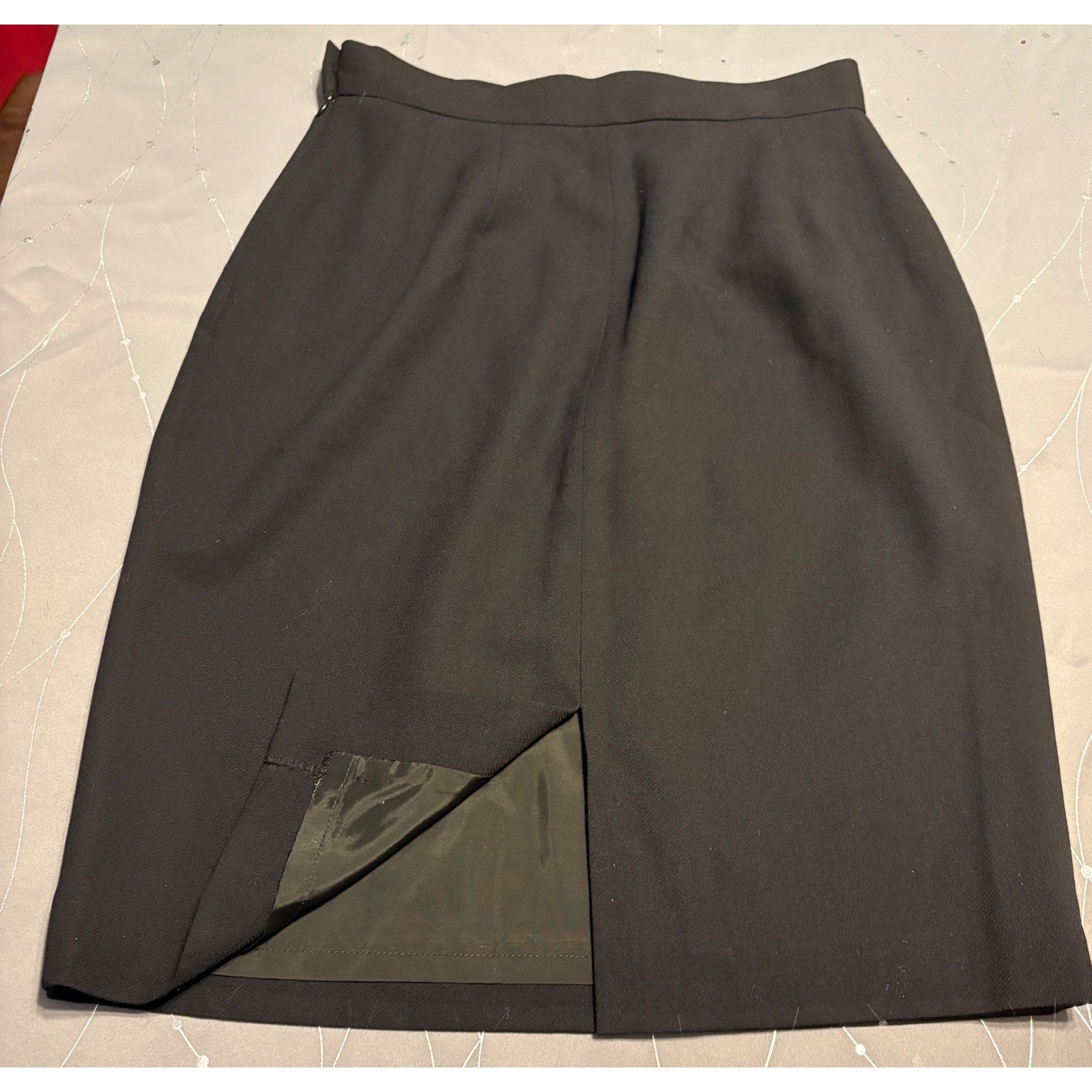Vintage 100% Wool Black Pencil Skirt Made in Japan High Waisted Size 8 WPL 8046