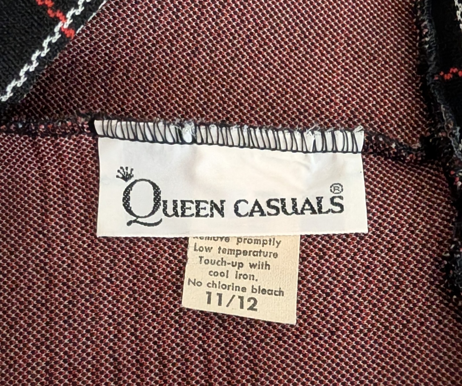 Vintage 70’s Queen Casuals Vest & Pants Set Houndstooth Plaid M Petite
