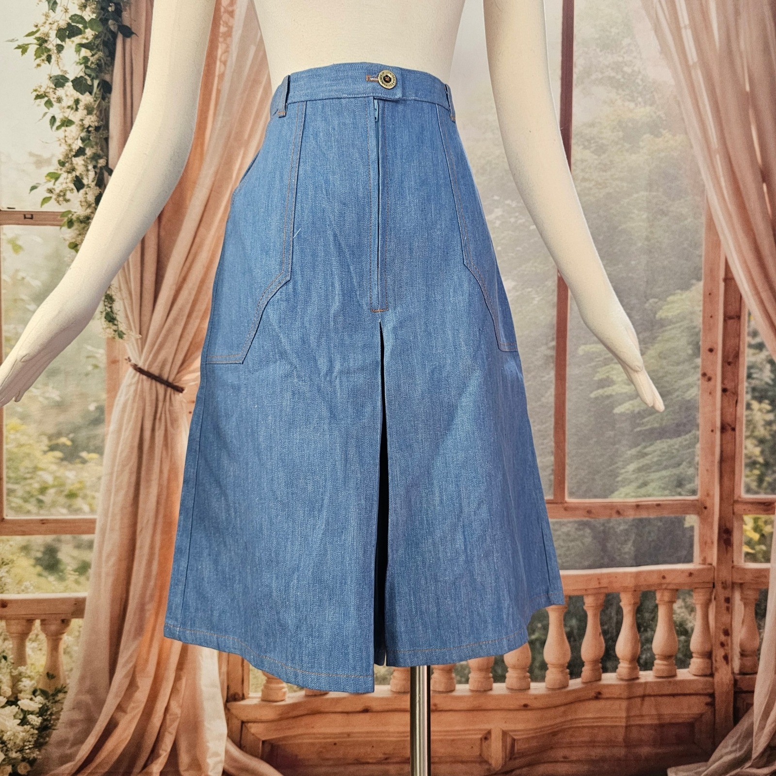 Vintage 1970s Sears The Fashion Place Denim Culottes High Waist Gaucho Pants