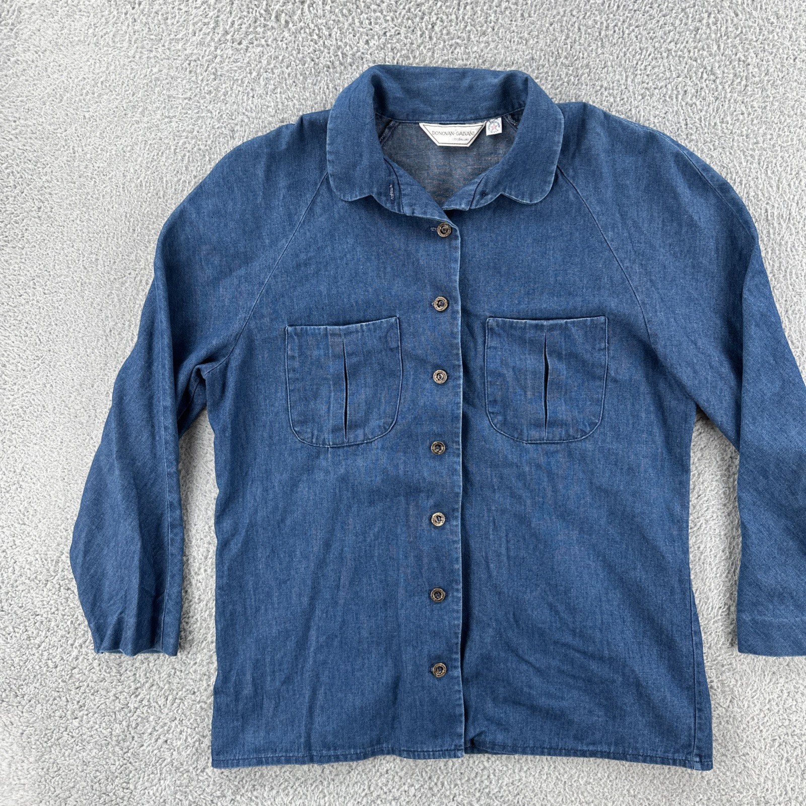 Vintage Donovan Galvani Of Dallas Women’s XL Blue Denim Cowgirl Button Up Shirt