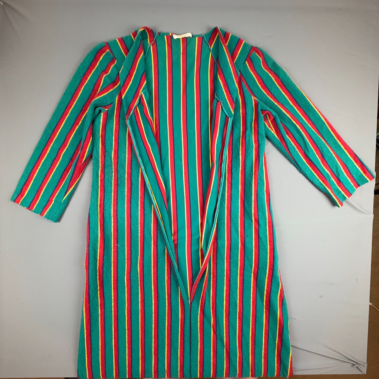 Vintage Sans Souci Nightgown Womens USA Zip Front Striped Lounge Dress