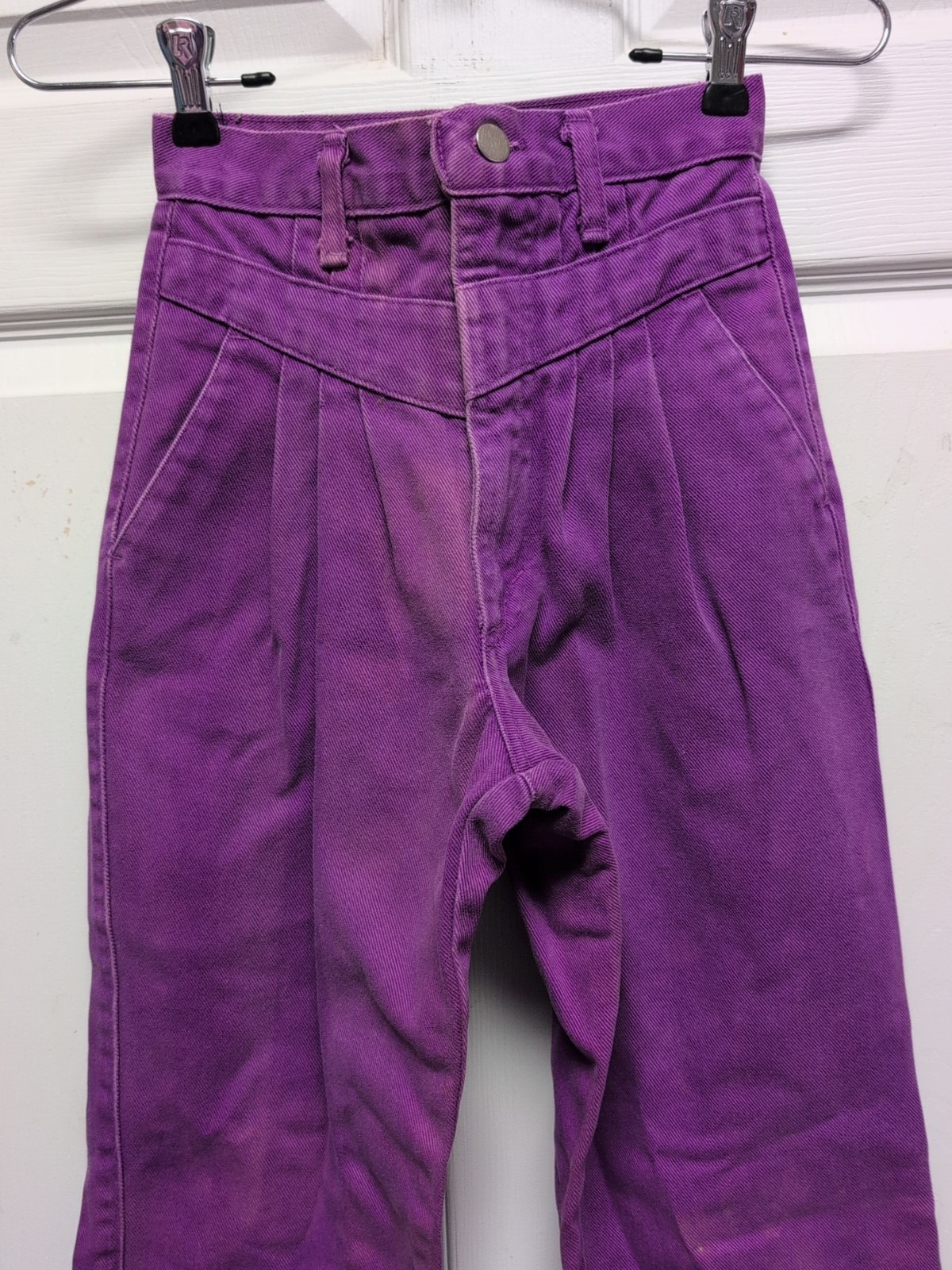 Vtg Stoney River Womens Purple Jeans Sz 3)4 Pleated Front/Faded/Pockets