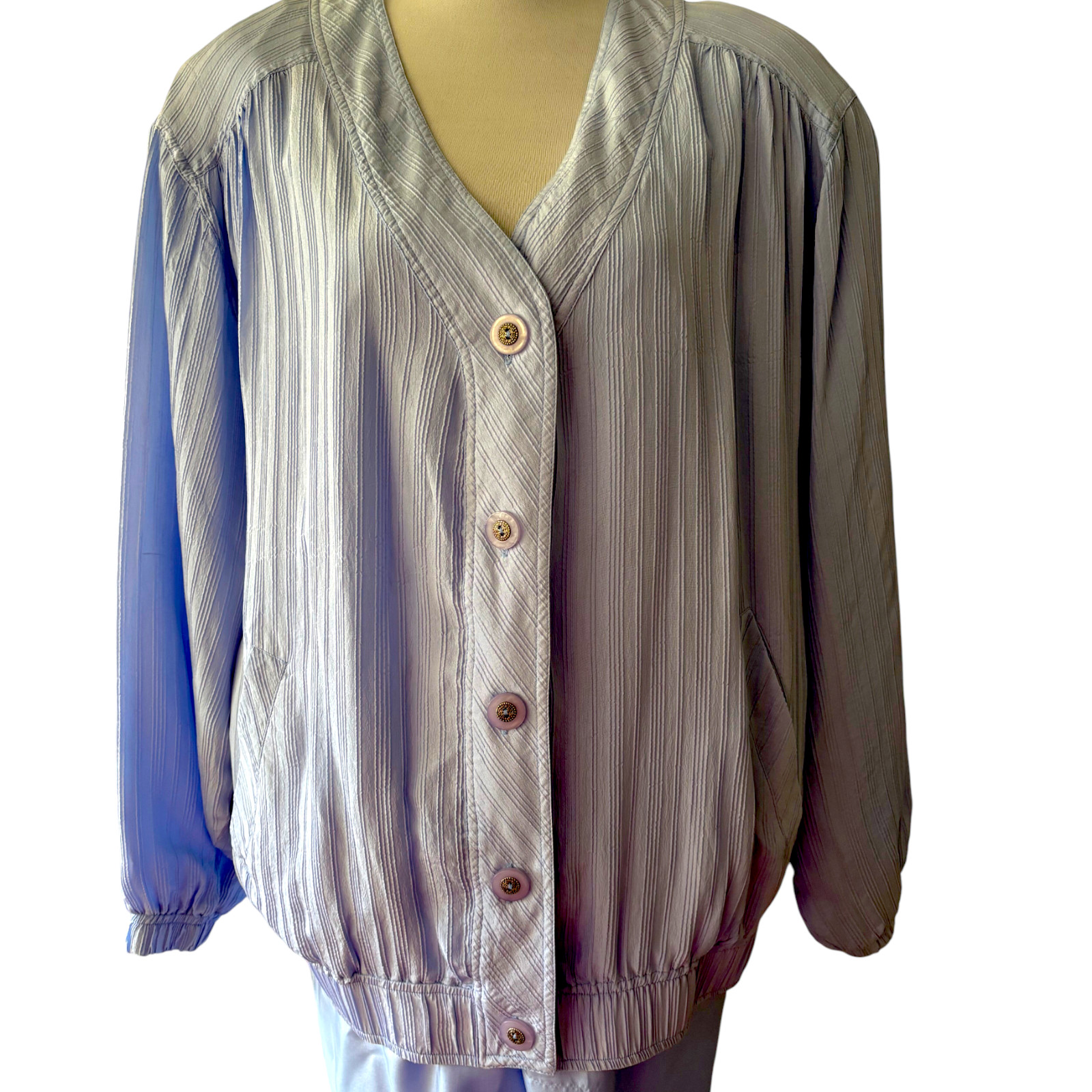 Mureli Vintage blue 100% Silk Jacket and Pants set track suit sz M