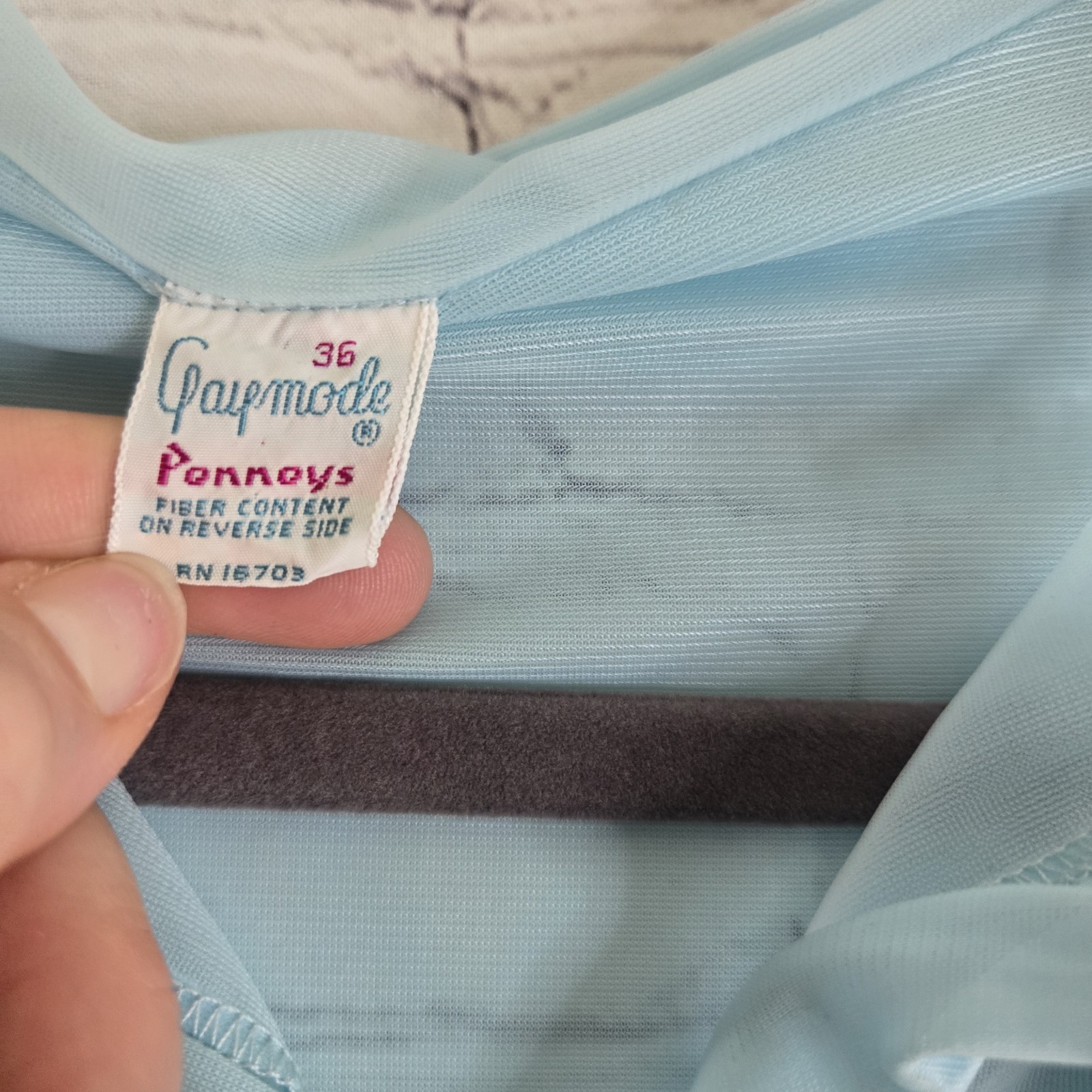 Vintage 60s Gaymode Penney’s Light Blue Babydoll Puff Sleeve House Coat Gown