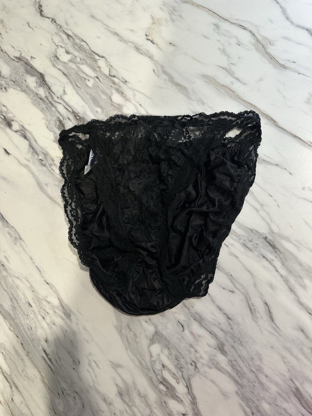 Vintage Glydons Hollywood String Bikini Style Lace Panties Black Sz Medium