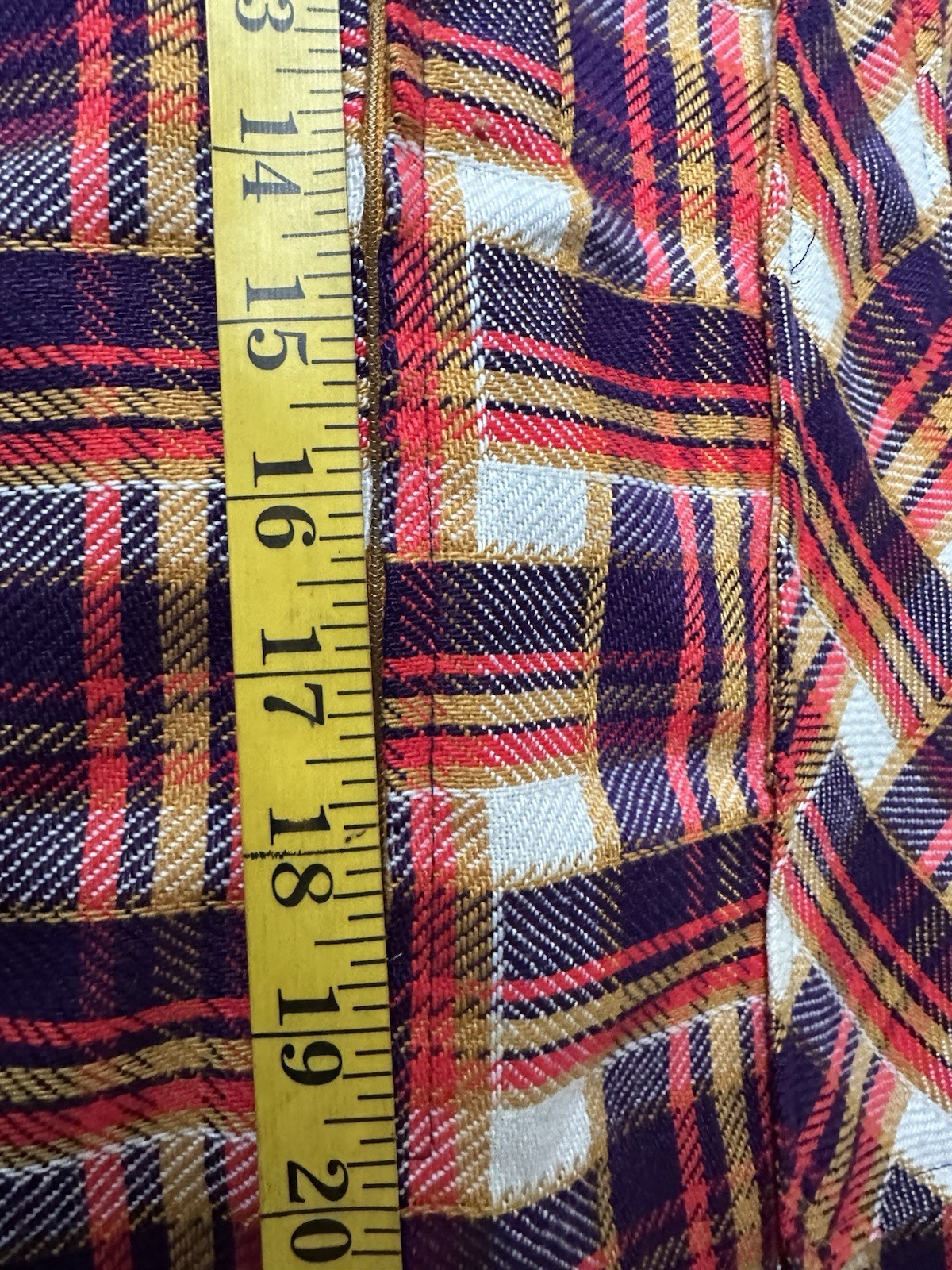 Plaid Jumper Dress Dutchmaid 70s Zip Front Pockets Size 38 Vintage