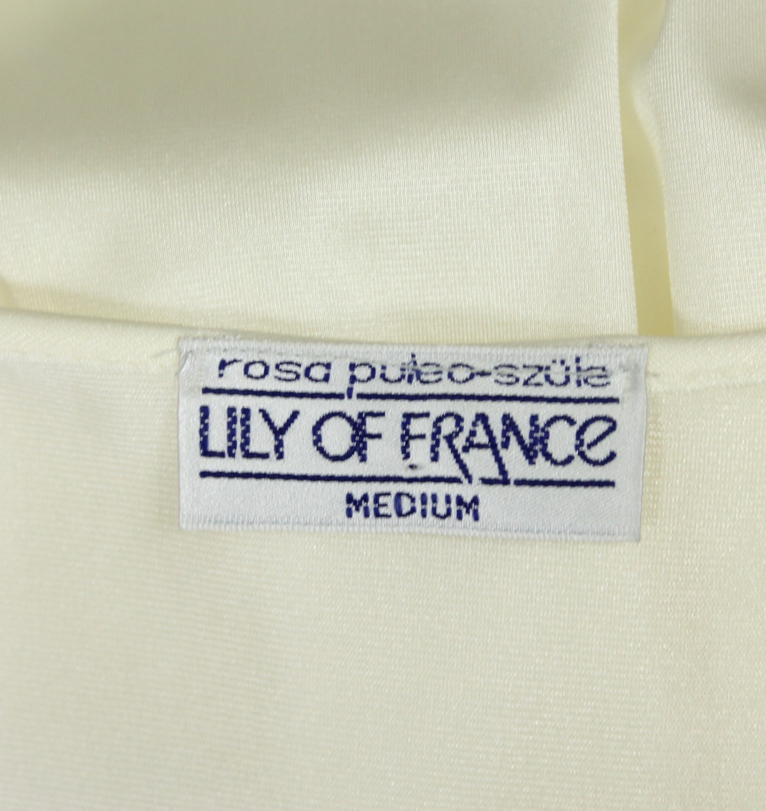 Lily of France Vintage Nightgown Sz M L Long Ivory Sleeveless Deep Plunge Neck