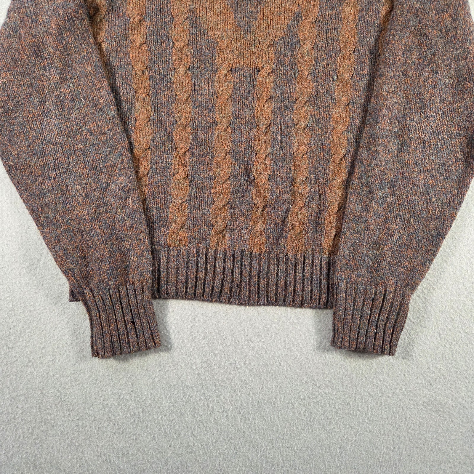 Vintage McGregor Sweater Womens Medium Brown Wool Cable Knit V Neck Pappy