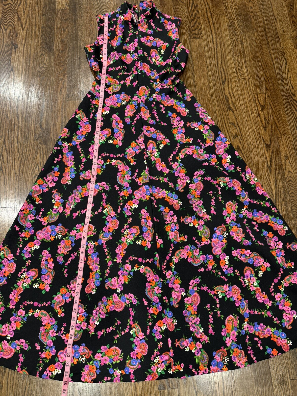 Vintage 70’s It’s Better X Floral Mod Retro Hippie Long Maxi Dress Double Knit