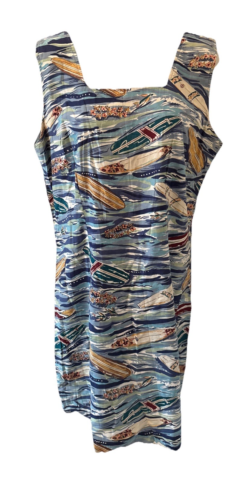 Bluewater Wear Hawaiian Print Cotton Floral Dress Size L USA Beach Vacation