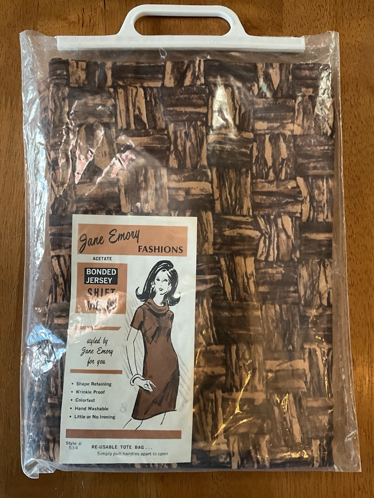 NOS 1960s MOD Jane Emory Fashions Acetate Shift Brown Mad Men S/Sleeve Size 10