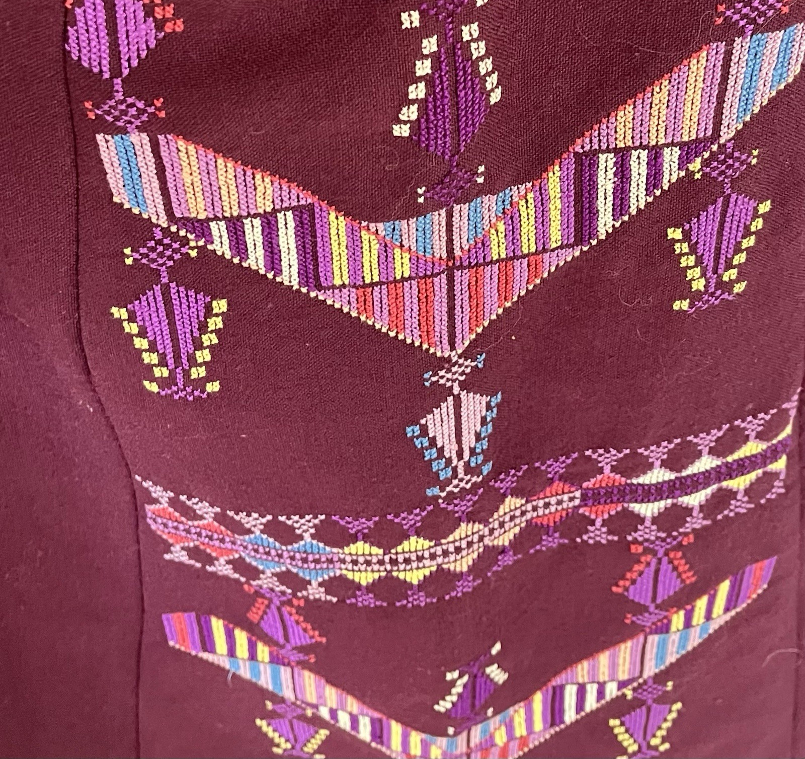 Vintage 1972 Hand Embroidered Wool Ethnic Caftan 70s Kaftan