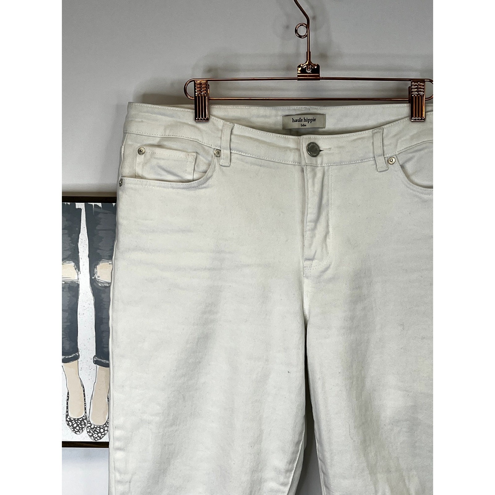 Haute Hippie Tribe White Distressed 5 Pocket Jeans SZ 12