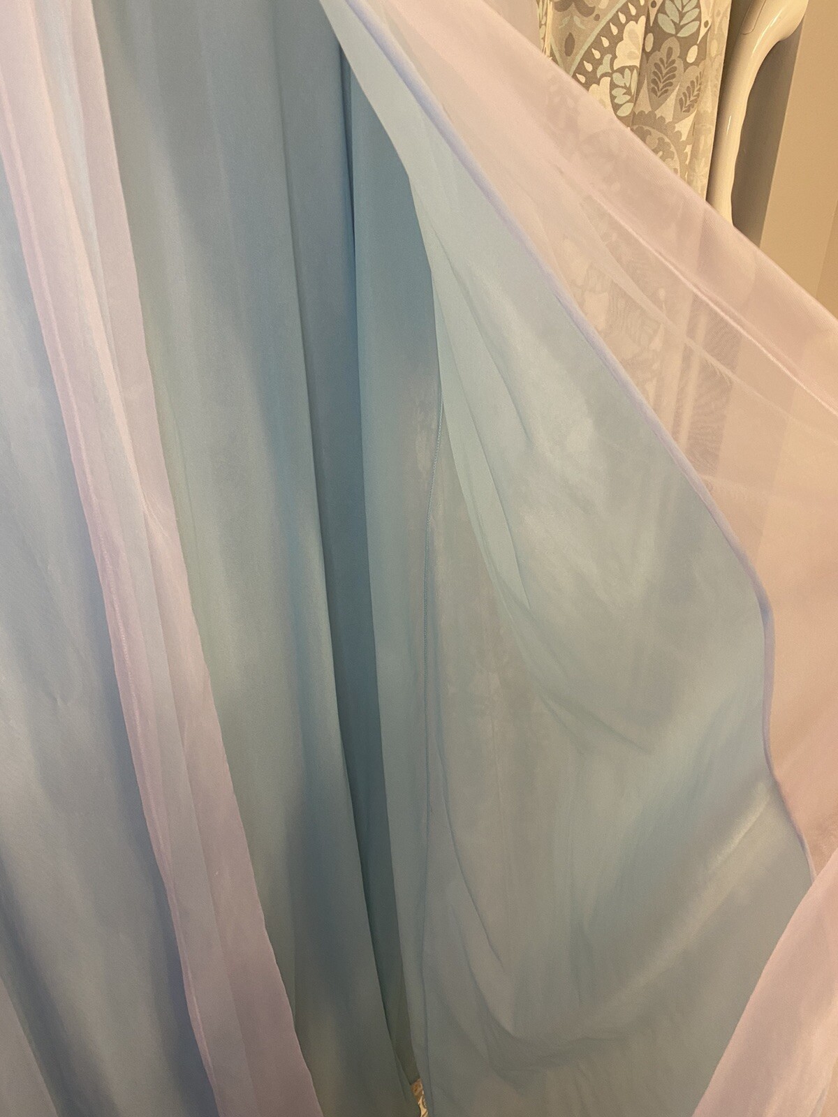 Vintage Cheoette 2 tone 2 layer Chiffon Peignoir Robe Med Blue & Purple