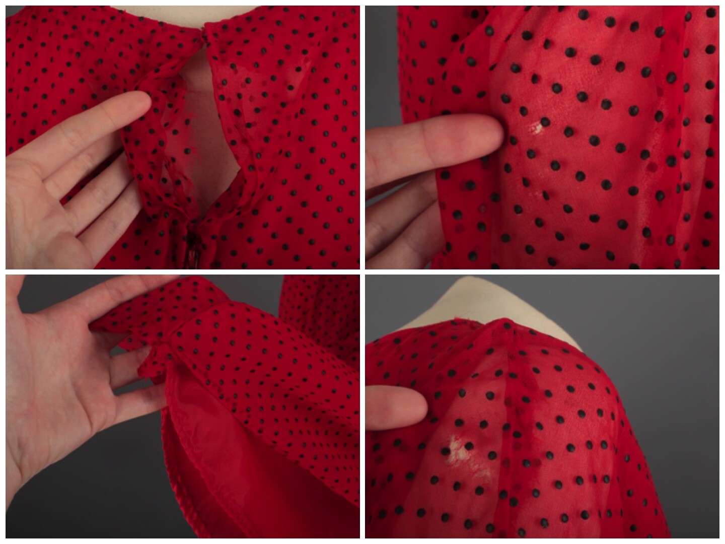VTG Women’s 50s Red Polka Dot A Line Dress Sz XS 1950s