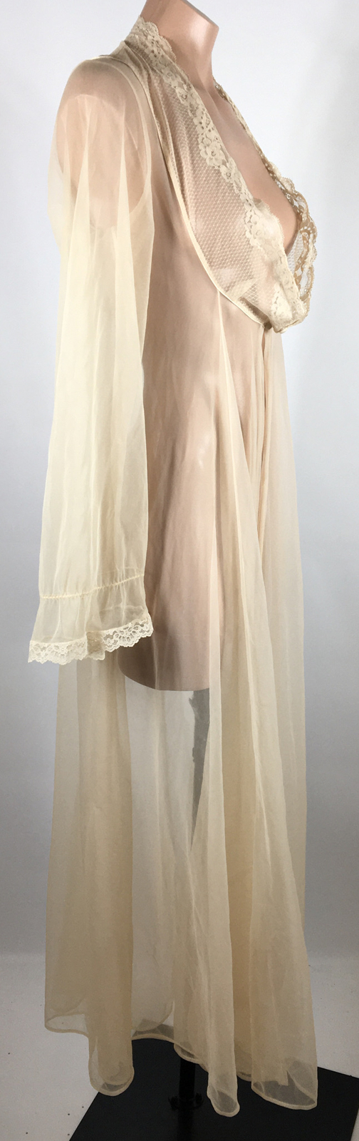 Glydons 6os peignoir negligee Hollywood gown Robe Petite S SHEER vintage