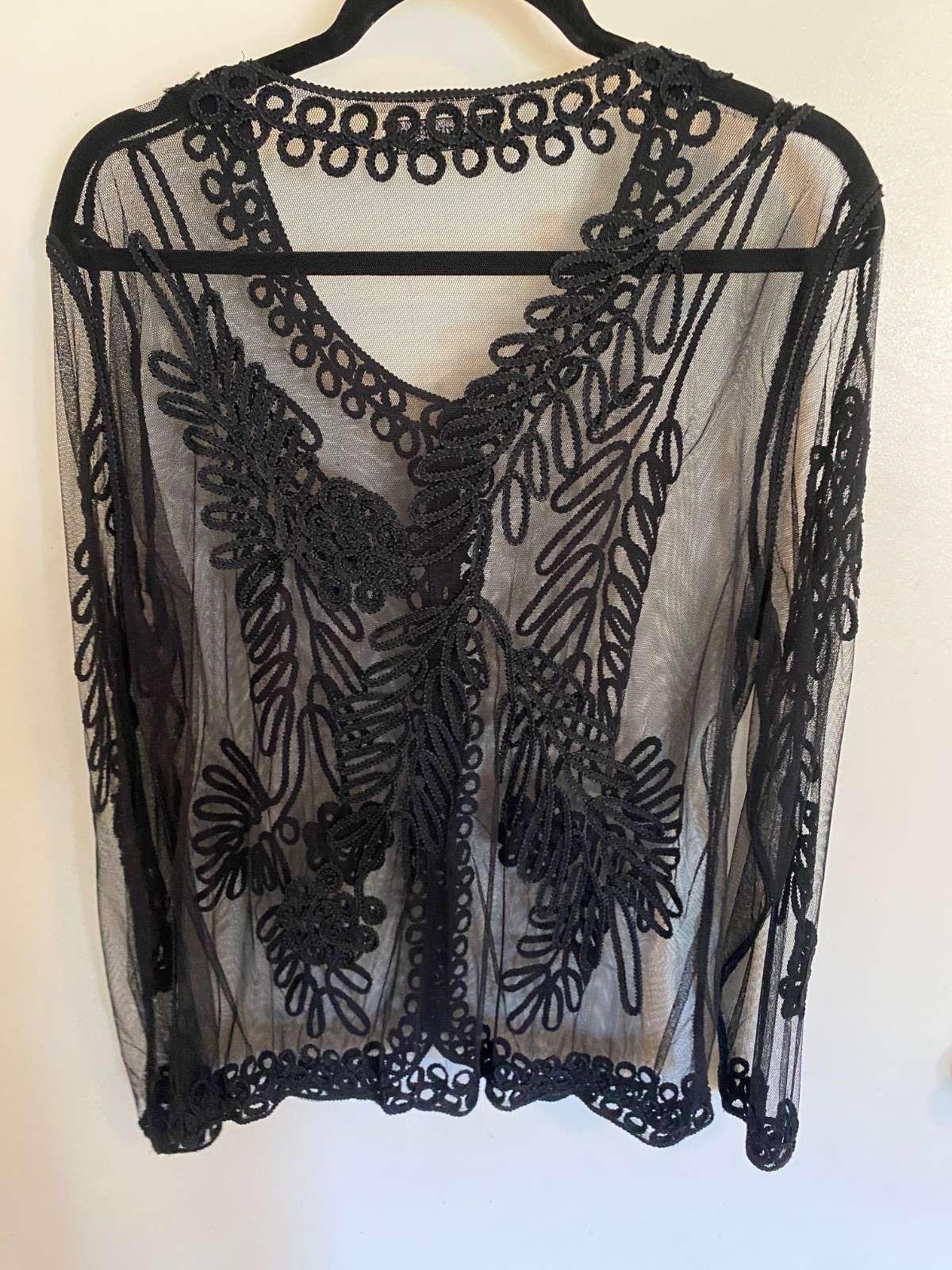 Vintage 90’s Temptation Italy Sheer Mesh Blacked Long Sleeve Decorated Sexy VTG