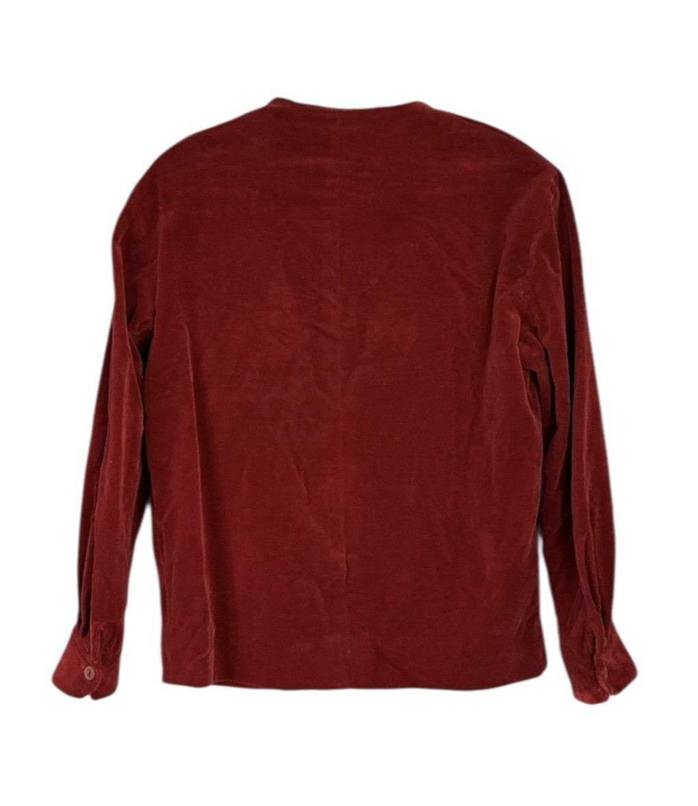 Vintage Sportempos Suburbia Velvet Top Red Long Sleeve V-Notch