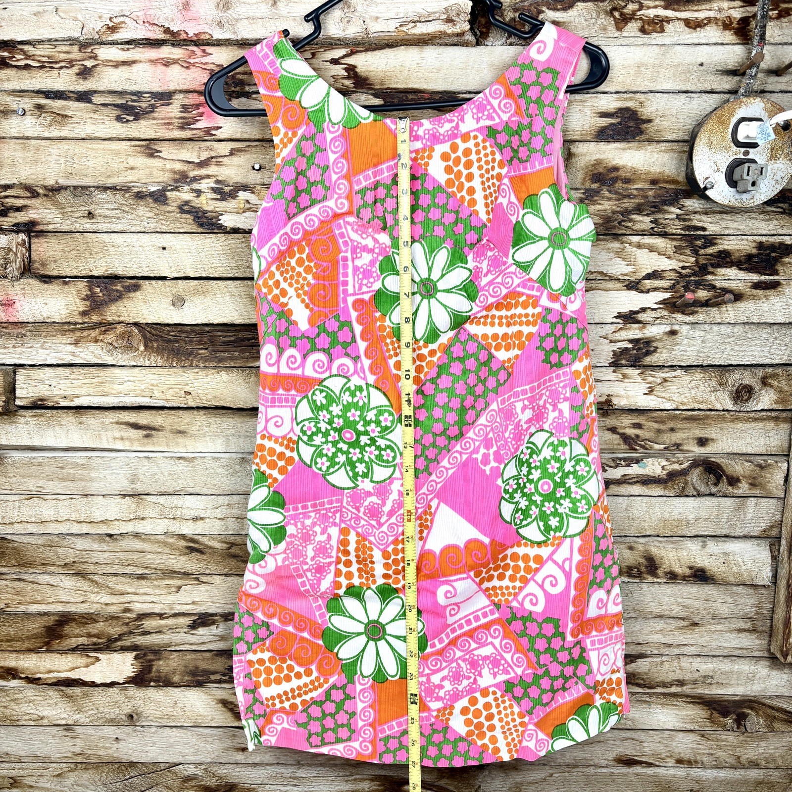 Vintage 60s Handmade Shift Dress Skort Floral Psychedelic Groovy Retro Hippie