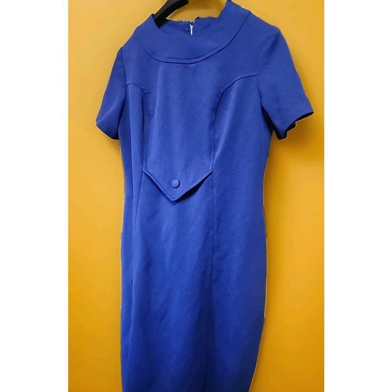 Vintage Blue Dress House Day Shift Midi Dress 60s Small A99 Madmen Cosplay Nice