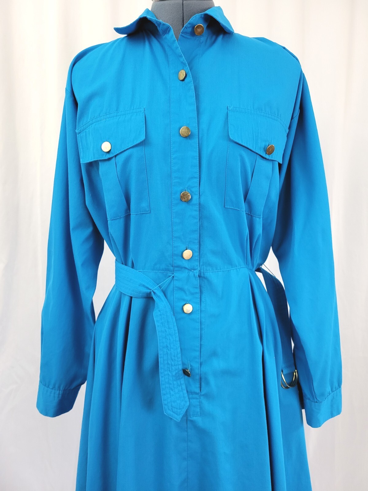 Vintage Darian Bright Blue Shirt Dress w Matching Belt Size 10