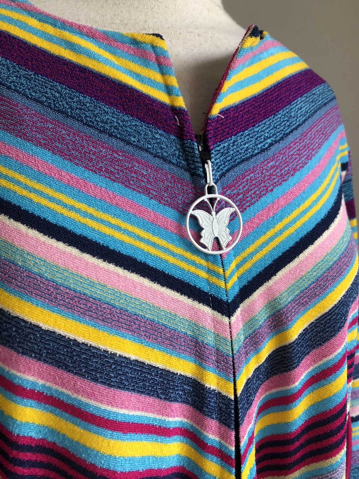 STUNNING VTG NWOT DELA-ANN Loungewear Striped Terrycloth Housedress Caftan M/L