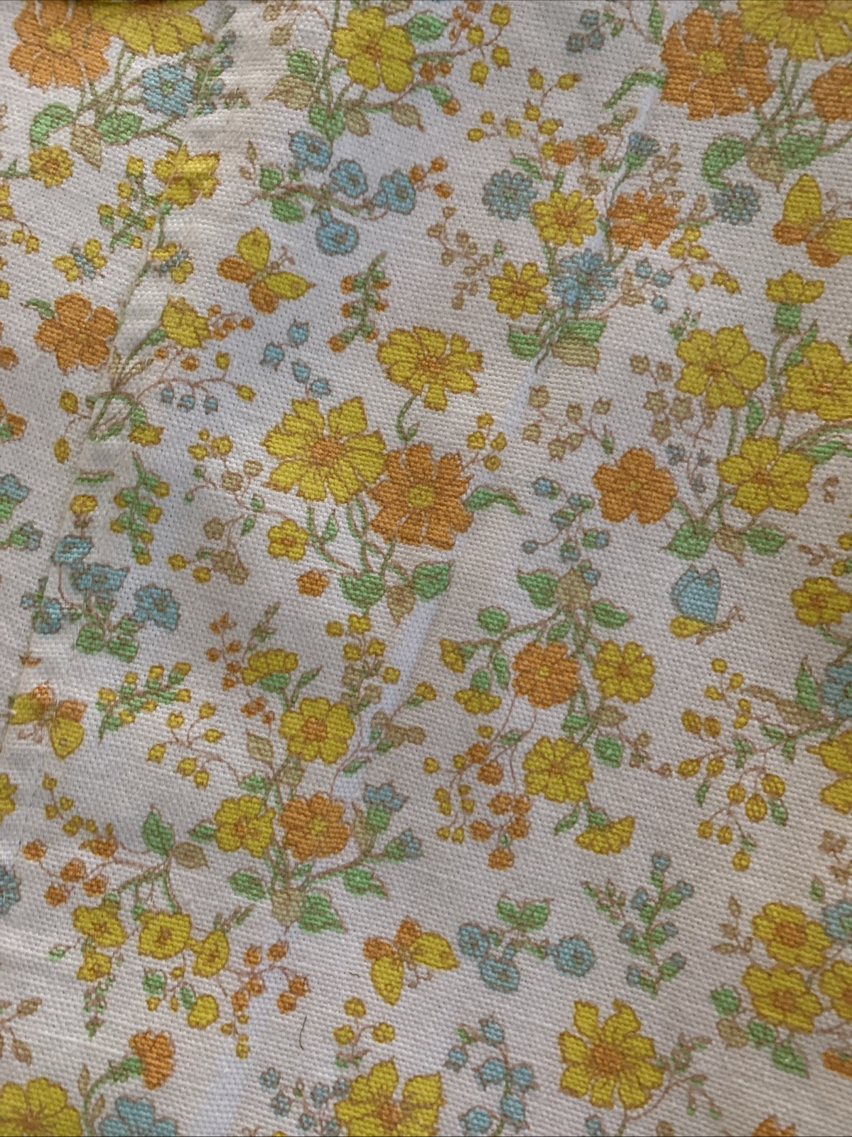 Cos Cob 1960s Vintage Peter Pan Collar Sleeveless Dress Yellow Floral Print