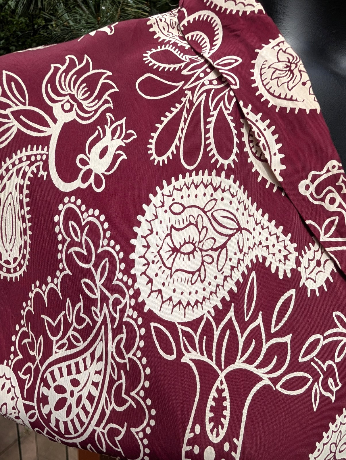 Vintage 40’s burgundy Rayon paisley print rockabilly dance dress w/ belt s xs
