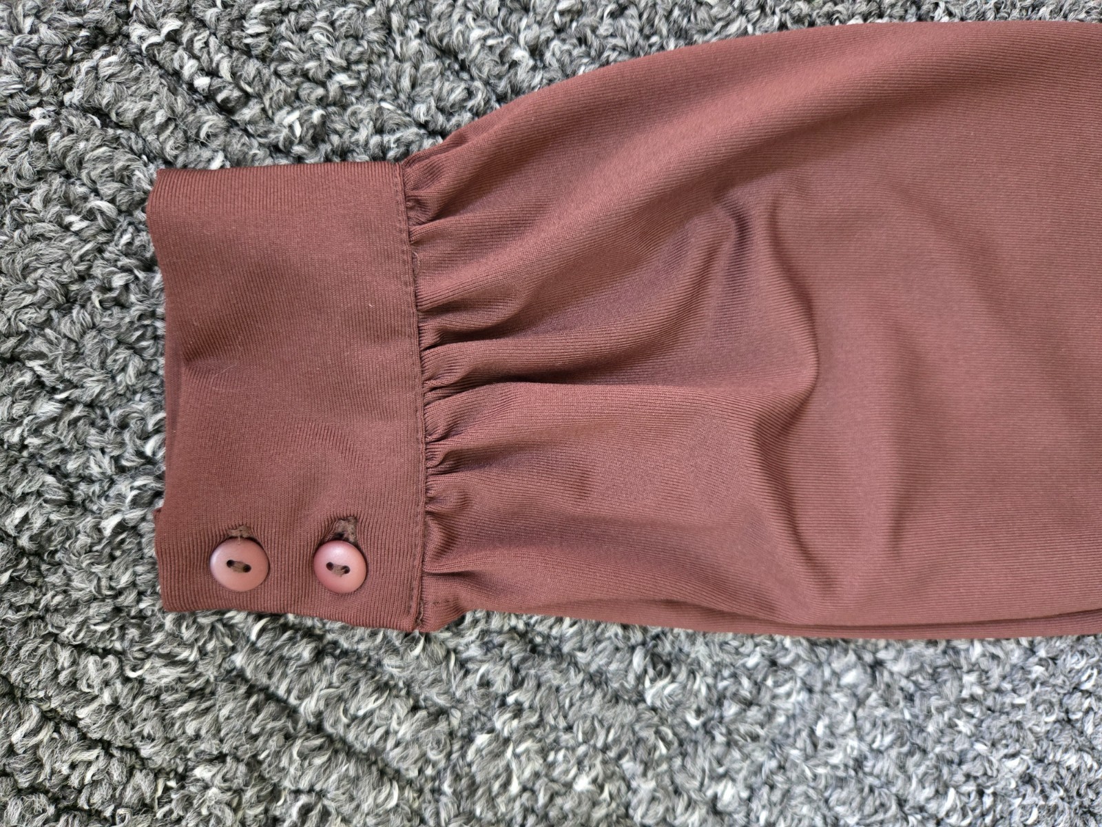 Vtg Newport News Retro Mod Style Casual Dressy Brown Stretch Bishop Sleeve Top M