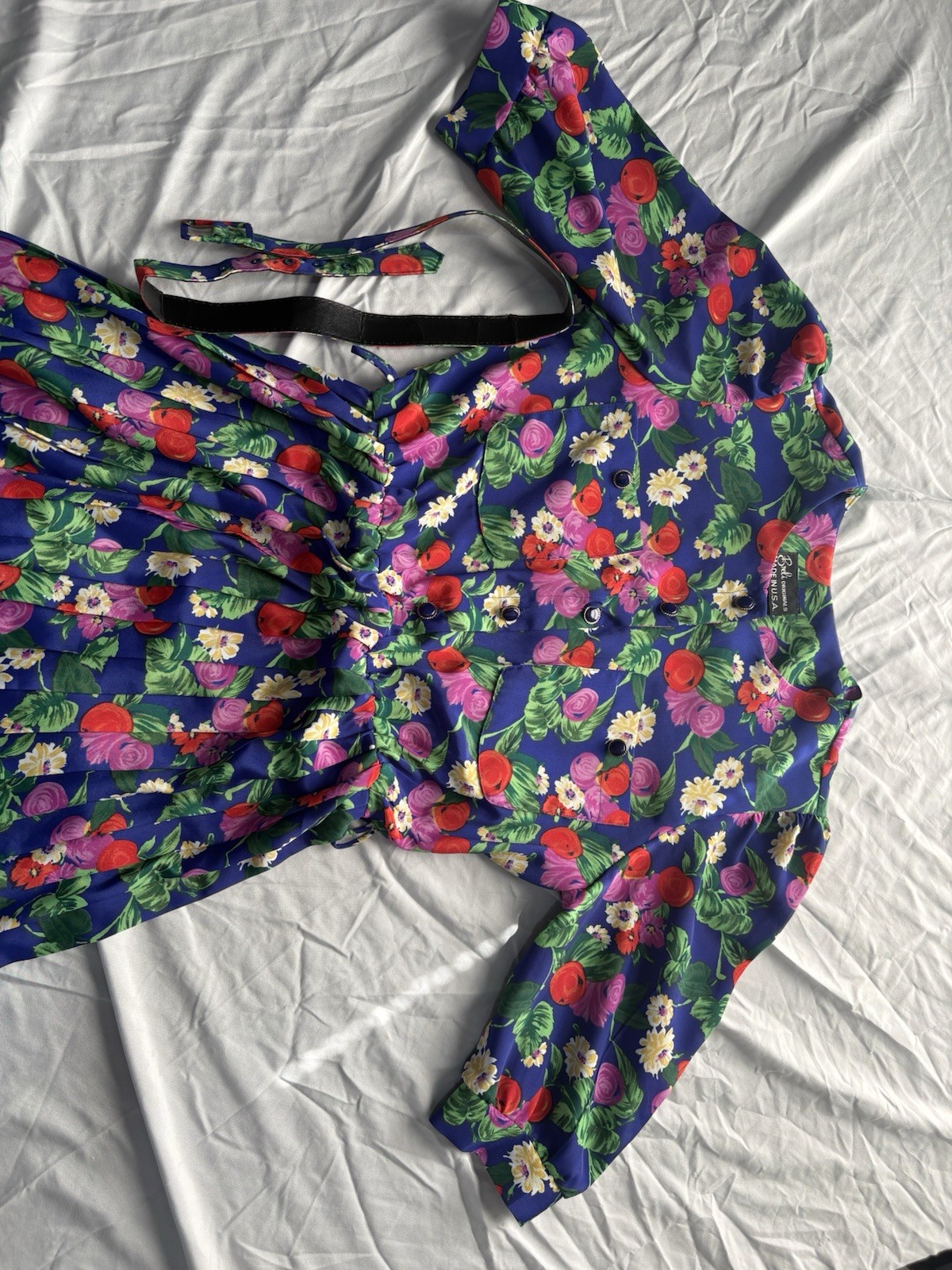 Breli Originals 80’s Pleated Floral Cottagecore Praire Botanical Bright Dress