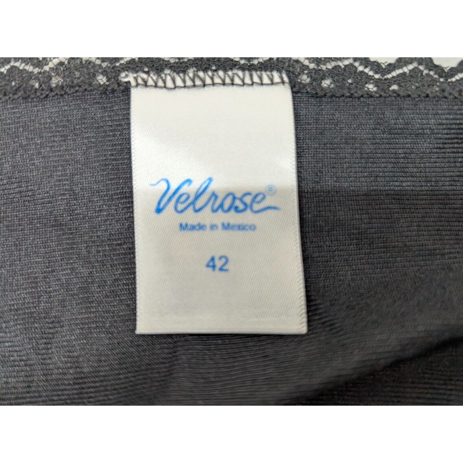 Vintage Velrose 100% Nylon Black Night Gown Lingerie Lace Mexico Women’s Size 42